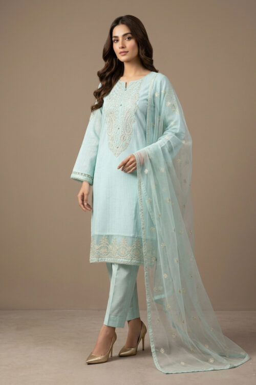 Aqua Mist STITCHED 3PC EMBROIDERED LAWN SUIT