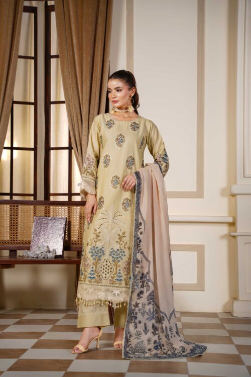 Golden Sand STITCHED 3PC EMBROIDERED LUXURY LAWN SUIT