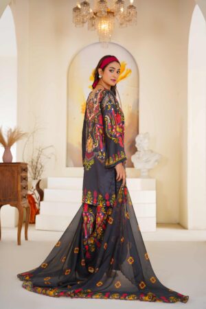 Alternative view of Printed shamoz silk with Apple silk Dupata