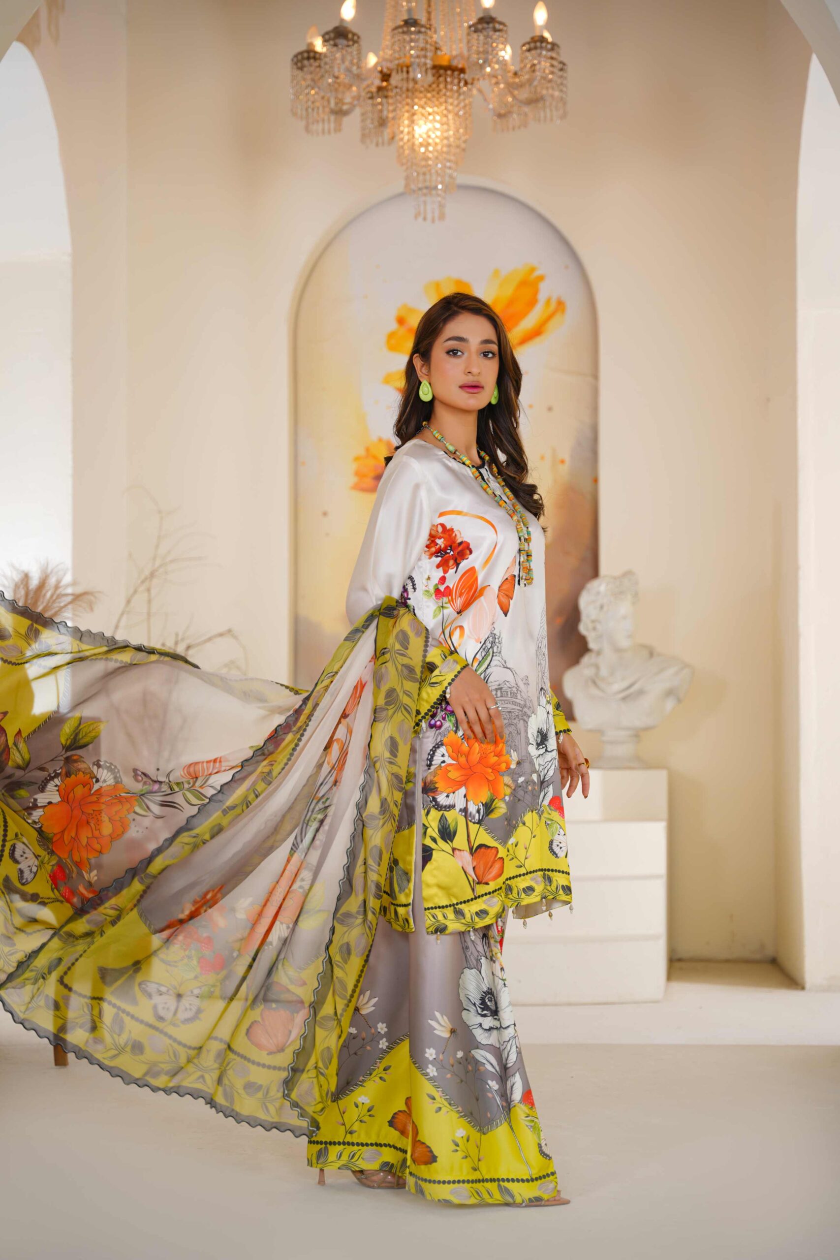 Printed shamoz silk with Apple silk Dupata - Image 5