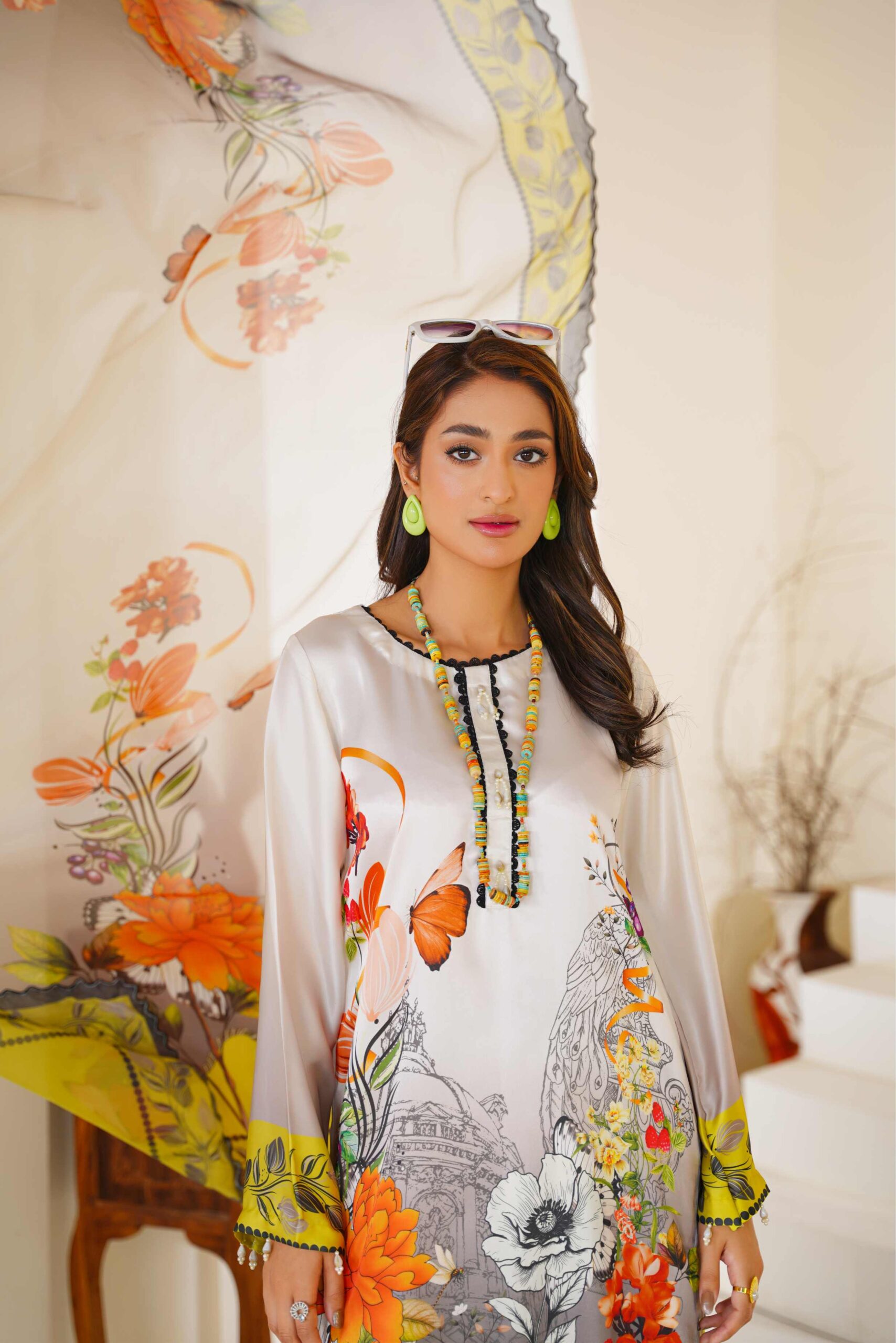 Printed shamoz silk with Apple silk Dupata - Image 4