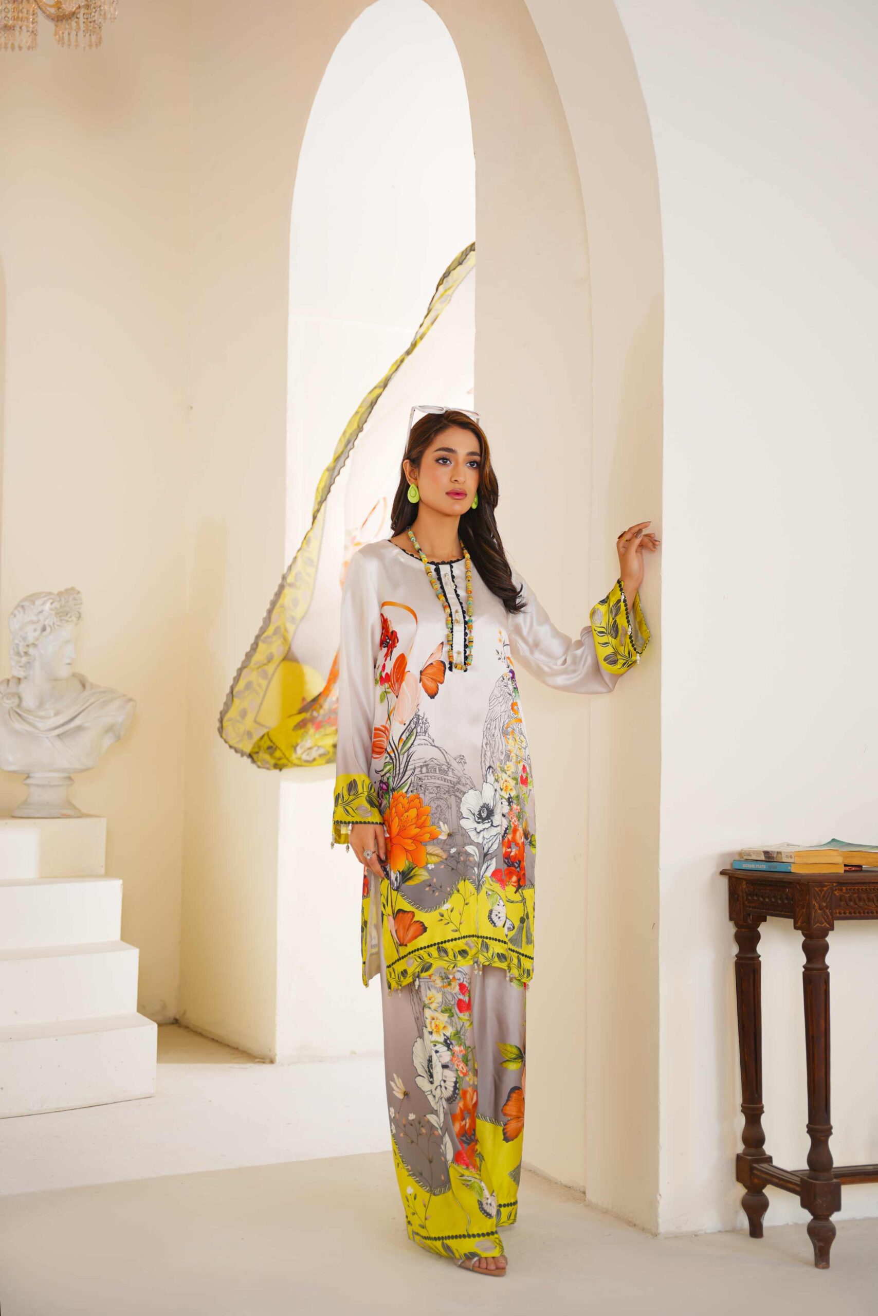 Printed shamoz silk with Apple silk Dupata - Image 3