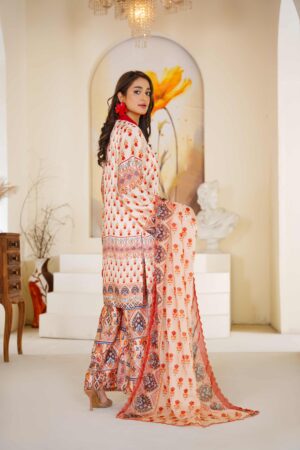 Alternative view of Printed shamoz silk with Apple silk Dupata