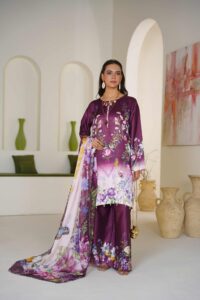 Printed shamoz silk with Apple silk Dupata