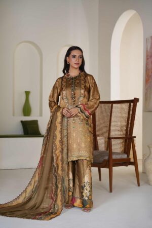 Printed shamoz silk with Apple silk Dupata