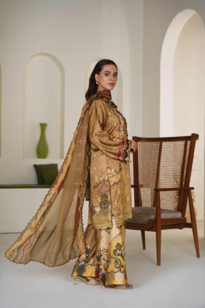 Alternative view of Printed shamoz silk with Apple silk Dupata