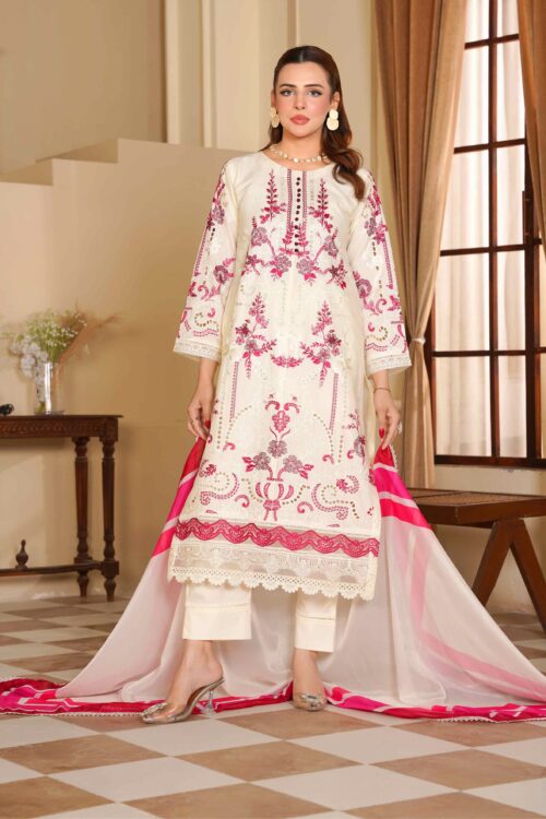 Ruby pearl STITCHED 3PC EMBROIDERED LUXURY LAWN SUIT