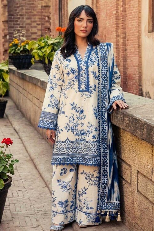 ROYAL BLUE 3 PIECE UNSTITCHED EMBROIDERED LAWN