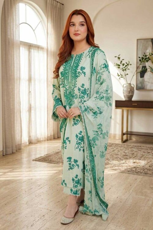 MINT SUMMER  3PC EMBROIDERED LAWN SUIT