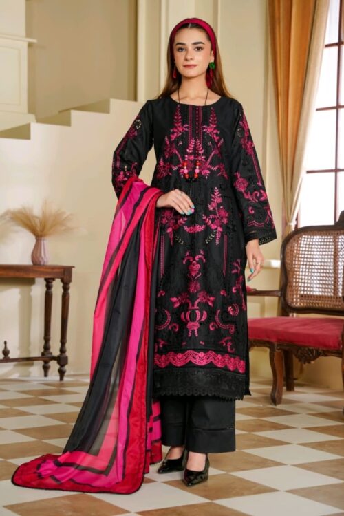 Midnight bloom STITCHED 3PC EMBROIDERED LUXURY LAWN SUIT