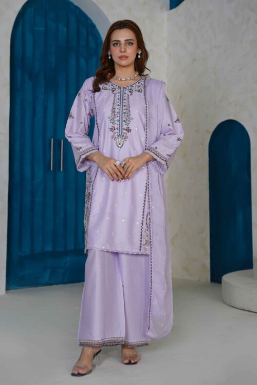 Lilac Aura STITCHED 3PC EMBROIDERED LUXURY LAWN SUIT
