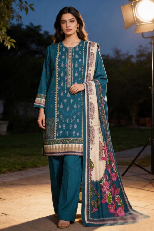 TEAL SERENITY- 3PC EMBROIDERED LAWN SUIT