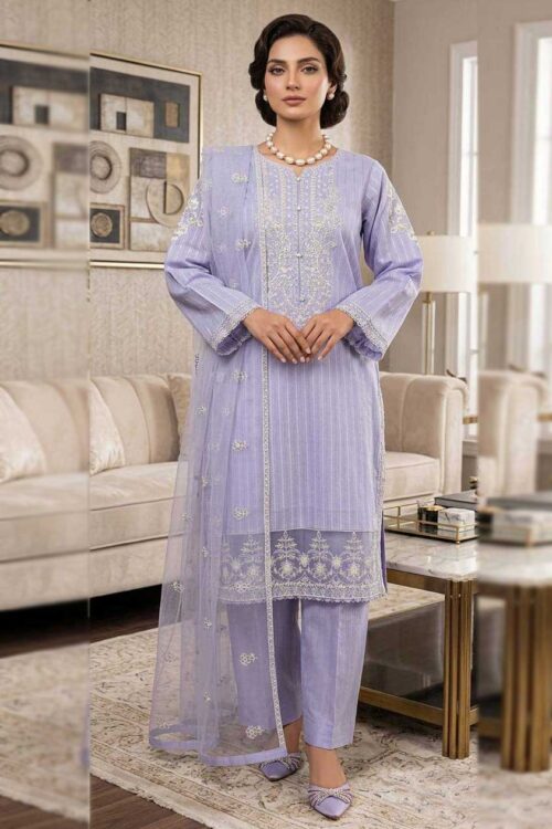 Lavender Mist STITCHED 3PC EMBROIDERED LAWN SUIT
