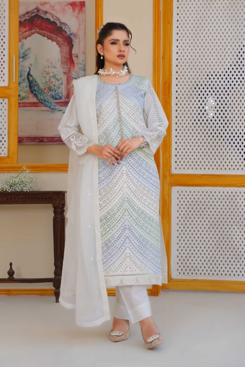 Pure radiance Embroidered luxury 3piece stitched lawn suit